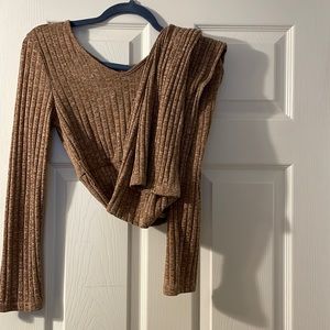 Long sleeve brown jumpsuit